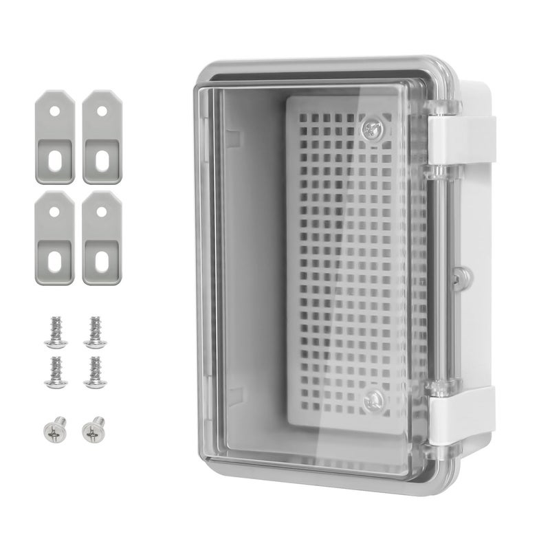 LMioEtool ABS Plastic Dustproof Waterproof IP65 Junction Box Hinged Shell Universal Electrical Project Enclosure Gray, with PC Transparent Clear Cover 5.9 x 3.9 x 2.8inch(150 x100 x70mm) - Image 1